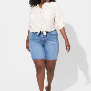 Torrid Madison Linen Button Up Long Sleeve Shirt Ivory Size 2 New with tags
